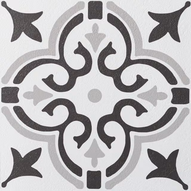 d-c-fix Grey Geometric Stencil Motif Self-Adhesive Vinyl Floor Tiles, 1sqm