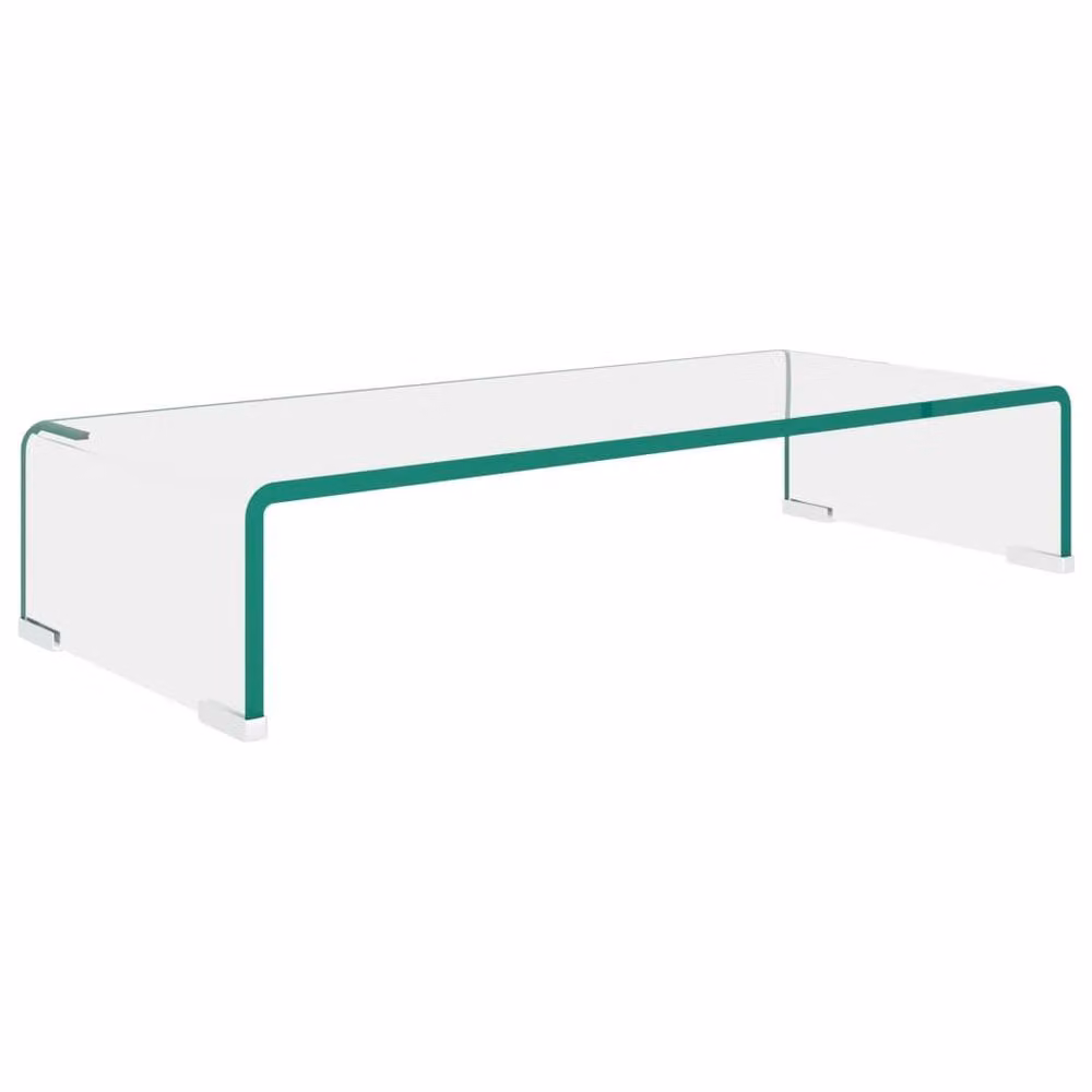 Berkfield Home Glass TV Stand and Monitor Riser, Clear, W/D/H: 60 x 25 x 11 cm – 2