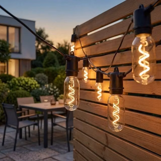 Garden Greatness Vintage Solar LED Filament String Lights with Multicolour Warm White Glass Tubes