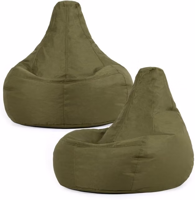 ICON Set of 2 Indoor and Outdoor Recliner Bean Bags in Khaki Green