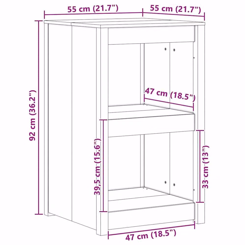 Berkfield Home Outdoor Kitchen Cabinet in Light Tan Solid Douglas Wood, W/D/H: 55 x 55 x 92 cm – 6