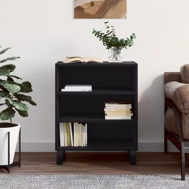 Berkfield Home Black Classic Sideboard in Matt Engineered Wood W: 57 cm, D: 35 cm, H: 70 cm – 1