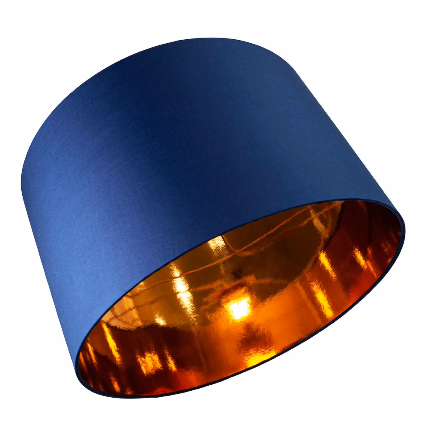 Happy Homewares Contemporary Round Cotton Lamp Shade in Midnight Blue with Shiny Paper Inner, Diameter: 40.64 cm – 3