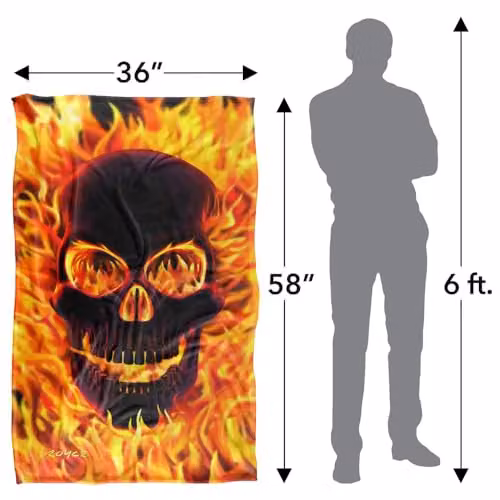 JQ Licensing Royce McClure Flaming Skull Super Soft Silky Touch Fleece Throw Blanket, Multicolour, W/D/H: 91 x 147 cm – 4