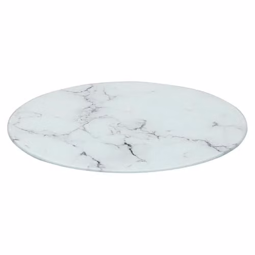 Harbour Housewares Round Glass Chopping Board with Marble Effect in White and Multicolour, Diameter: 30 cm – 1