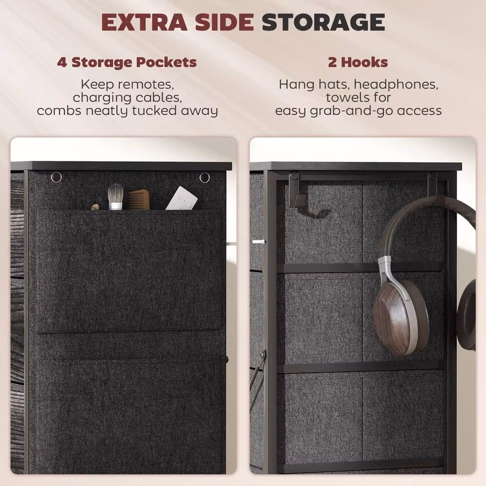 ERGOVEXA Chest of Ten Fabric Drawers in Black – 4