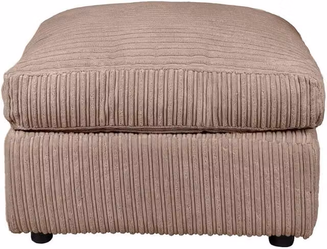 LUXURY LIFE Declan Jumbo Cord Fabric Footstool in Light Brown, W/D/H: 60 x 60 x 65 cm