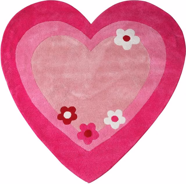 Orsina Kids Love Heart Hand Tufted Cotton Rug in Pink, Diameter: 100 cm, Height: 3 cm – 1