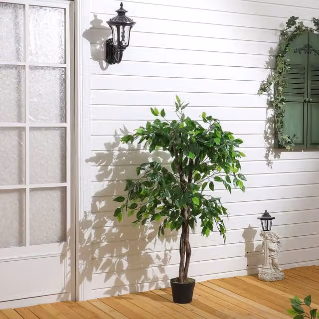 Livingandhome Artificial Green Banyan Tree, UV Resistant, Height: 120 cm