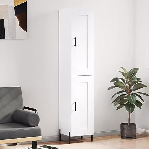 vidaXL Modern White Engineered Wood Highboard with Hinged Doors and Metal Feet, W/D/H: 180 x 34.5 x 30.2 cm – 2