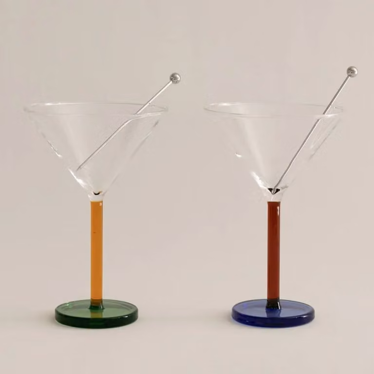 Sophie Lou Jacobsen Dizzy Piano Cocktail Glass Set of 2, Multicolour