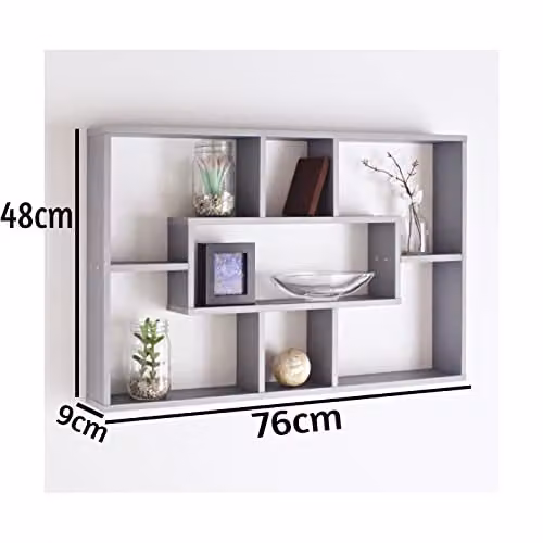 Spot On Dealz Grey Multi-Compartment Wall Mounted Floating Shelf for Living Room or Bedroom – 2