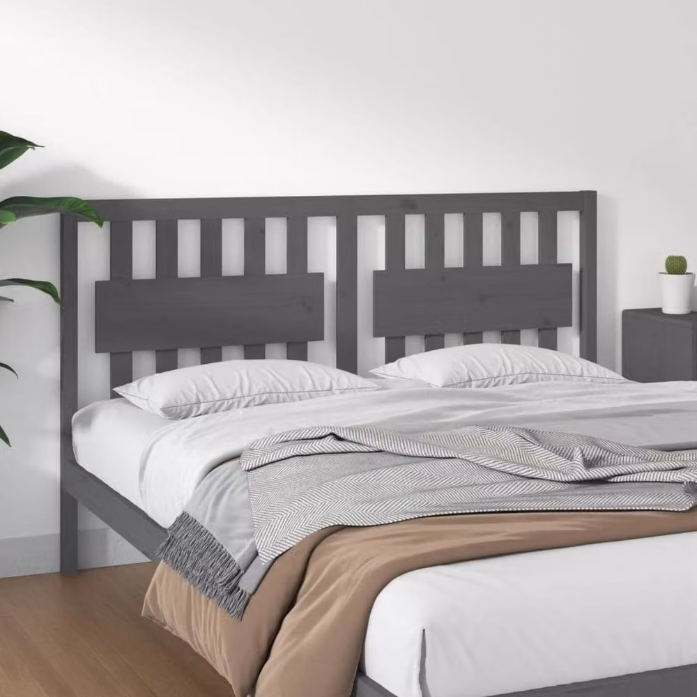 Berkfield Home Beautiful Bed Headboard in Grey Solid Pine, W: 165.5 cm, D: 4 cm, H: 100 cm – 2