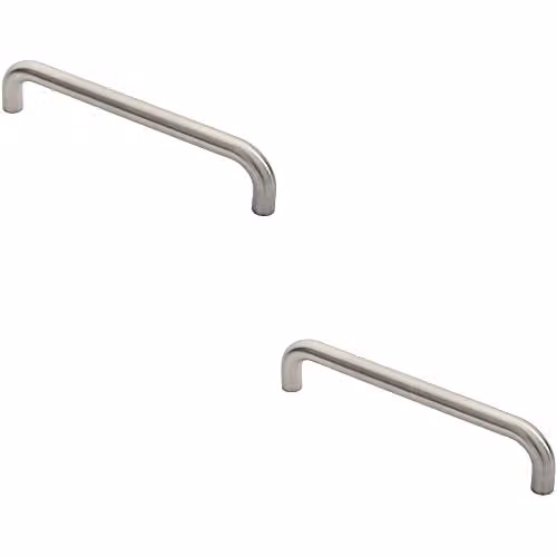 Loops 2-Pack Round D Bar Door Pull Handles in Brushed Silver Stainless Steel, 322 x 22 mm with 300 mm Fixing Centres