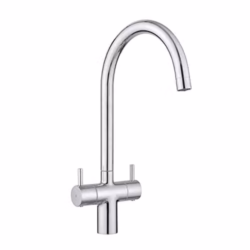 JASSFERRY Chrome Kitchen Mixer Tap with Two Handles, Swivel Spout and Brass Construction – 1