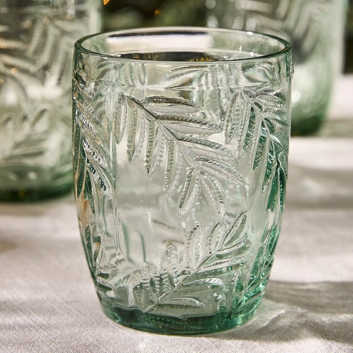 Dibor Set of 8 Green Vintage Style Laurier Embossed Leaf Glassware Wine Glasses – 5