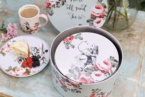 Mikasa Floral Metal Cake Tin Set of 2 in White and Multicolour – 7