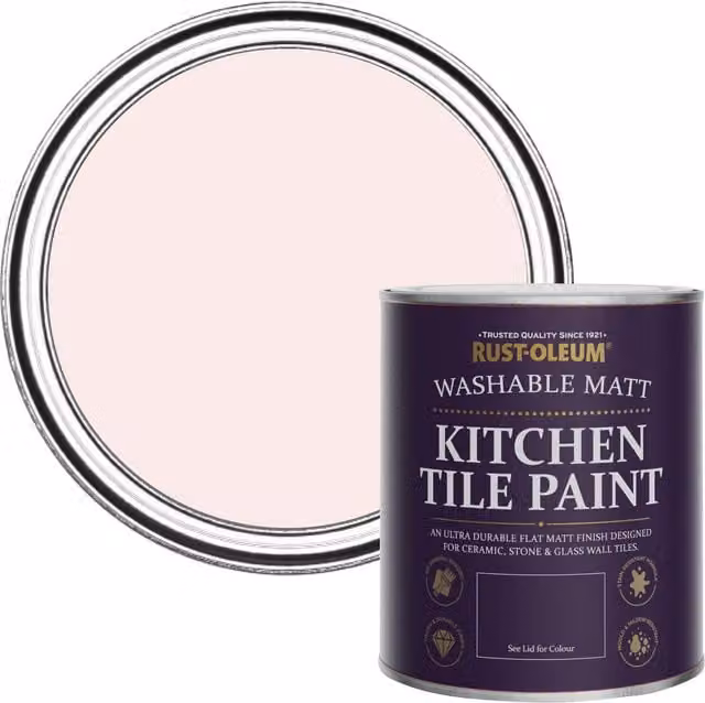 Rust-Oleum Kitchen Tile Paint in Matt Finish, China Rose Pink, 750ml