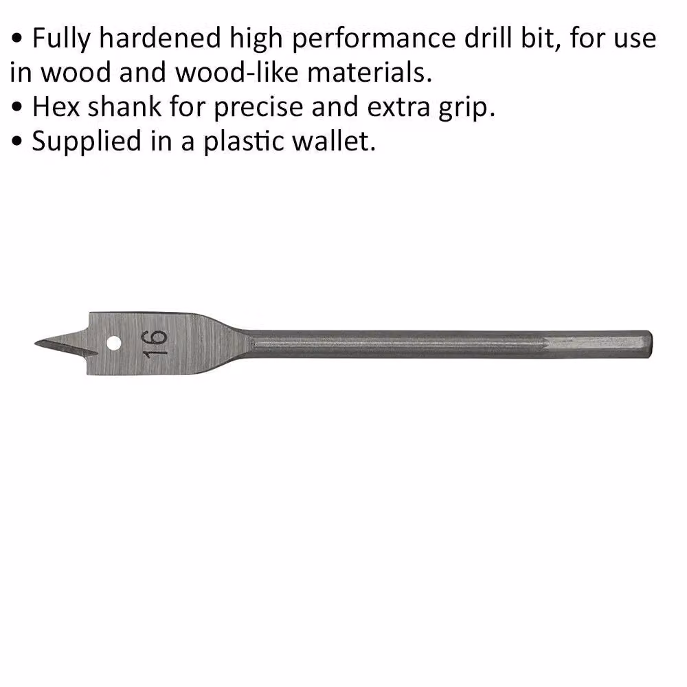 Loops Silver Fully Hardened Wood Drill Bit with Hex Shank, Diameter: 16 mm, Length: 152 mm – 2