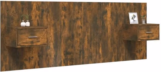 Berkfield Home Classic Bed Headboard with Integrated Cabinets in Smoked Oak Brown, W/D/H: 120 x 32.5 x 80 cm – 1