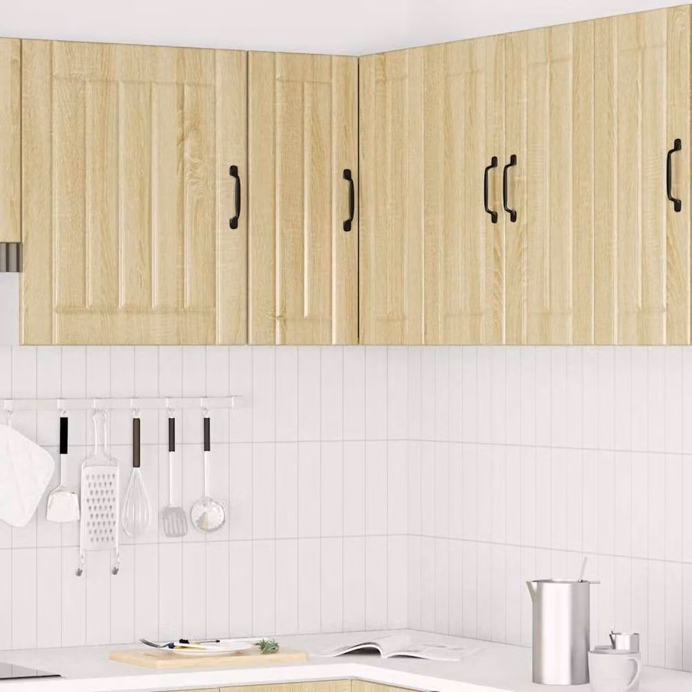 Berkfield Home Lucca Kitchen Wall Corner Cabinet in Sonoma Oak and Light Tan Beige