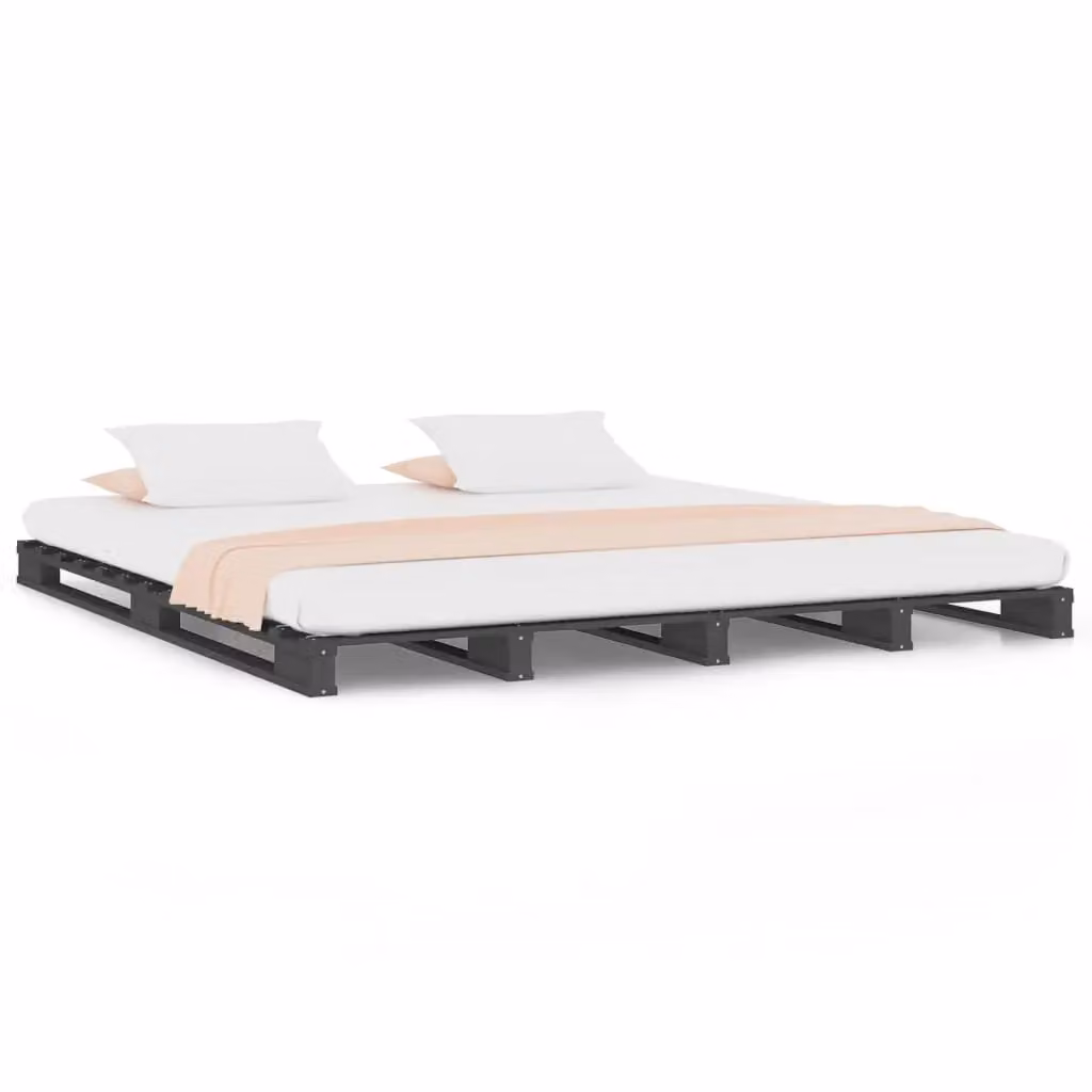 Berkfield Home Rustic Pallet Bed in Grey Solid Pine, W/D/H: 140 x 190 cm – 2