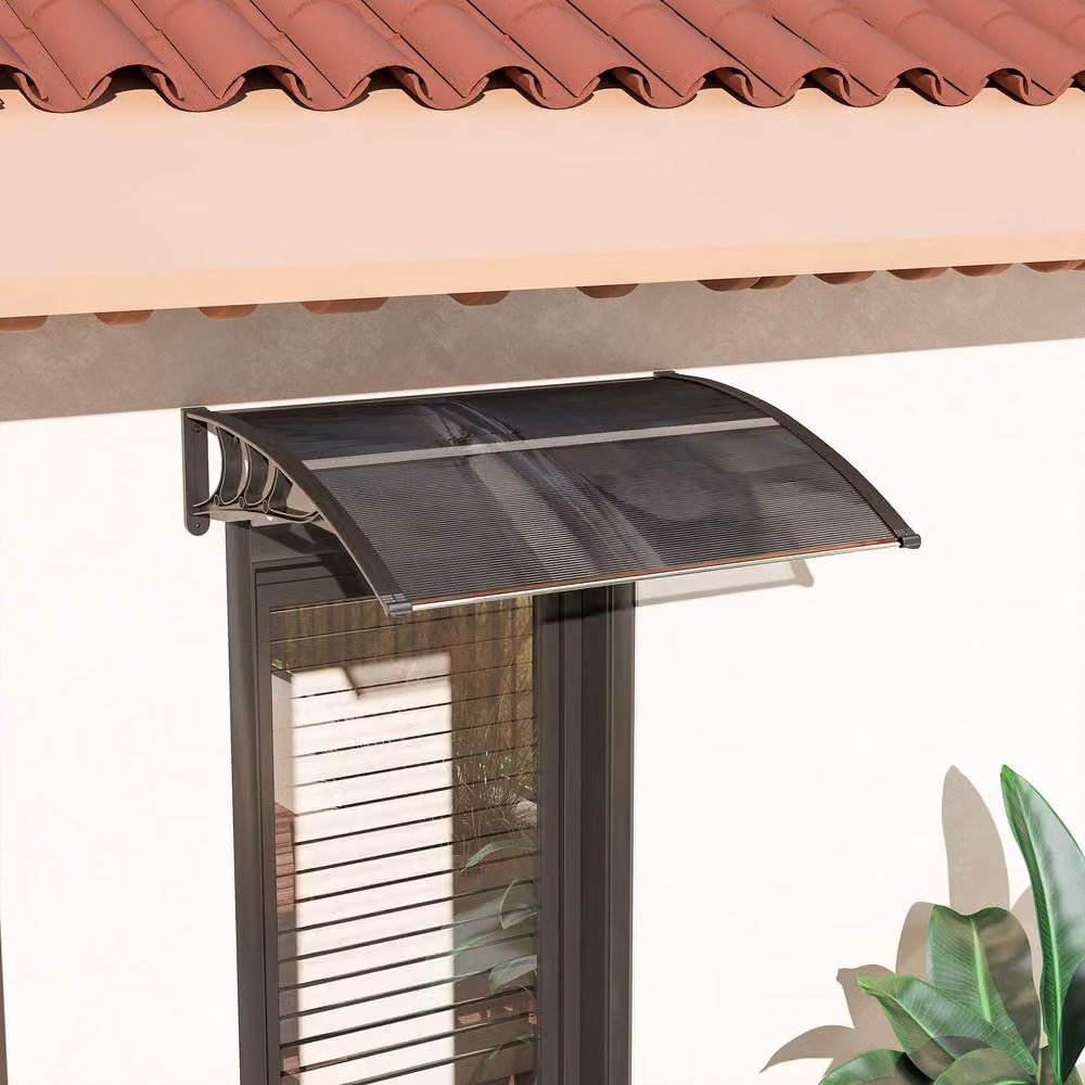 Rolipo Outsunny Front Door Canopy Awning in Black, W: 100 cm, D: 75 cm – 4