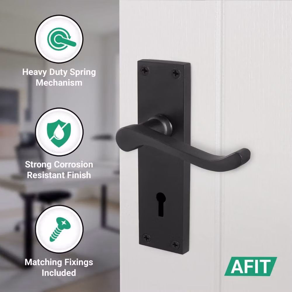 AFIT Black Scroll Handle Sashlock Escutcheon Set, 1 Pair, W/D/H: 15 x 15 x 1.5 cm – 3