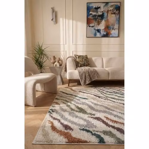 THE RUGS Zebra Patterned Soft Shaggy Area Rug, Multicolour, W/D/H: 80 x 300 cm – 3