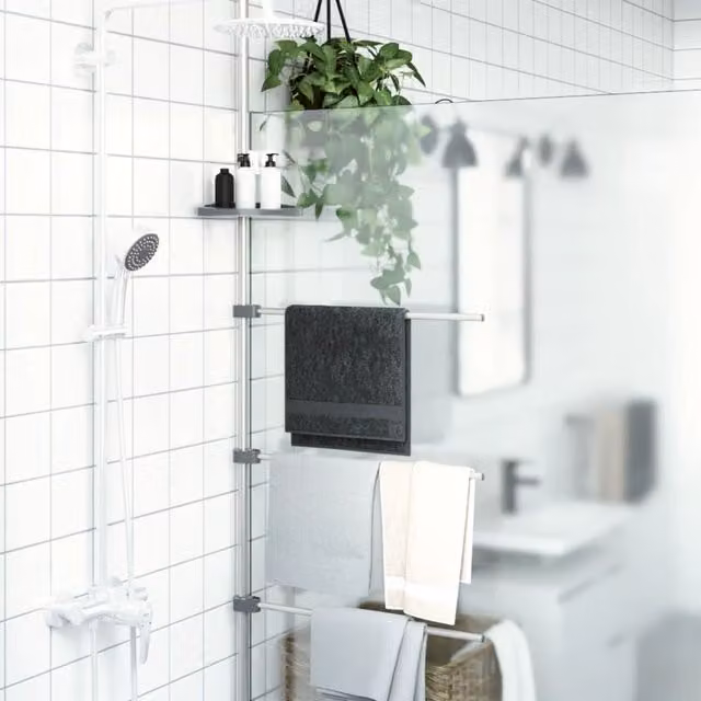 Berkfield Home Freestanding Aluminium Towel Rail, Silver, W: 47 cm, H: 280 cm