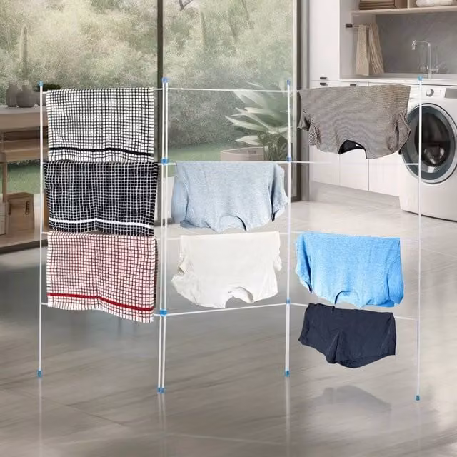 KORVIXA Foldable 3-Fold Indoor Clothes Dryer Rack in White