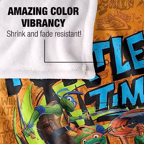 Nickelodeon Teenage Mutant Ninja Turtles Mutant Mayhem Turtle Time Graffiti Super Soft Silky Feel Fleece Blanket, Multicolour, W: 91.44 cm, L: 147.32 cm – 4