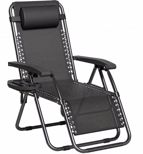 Nordara Set of 1 Zero Gravity Chairs in Black Textilene Fabric – 1
