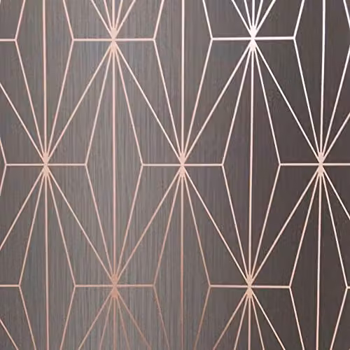 Muriva Kayla Geometric Diamond Triangles Vinyl Wallpaper, Charcoal and Rose Gold, 10m Roll – 1