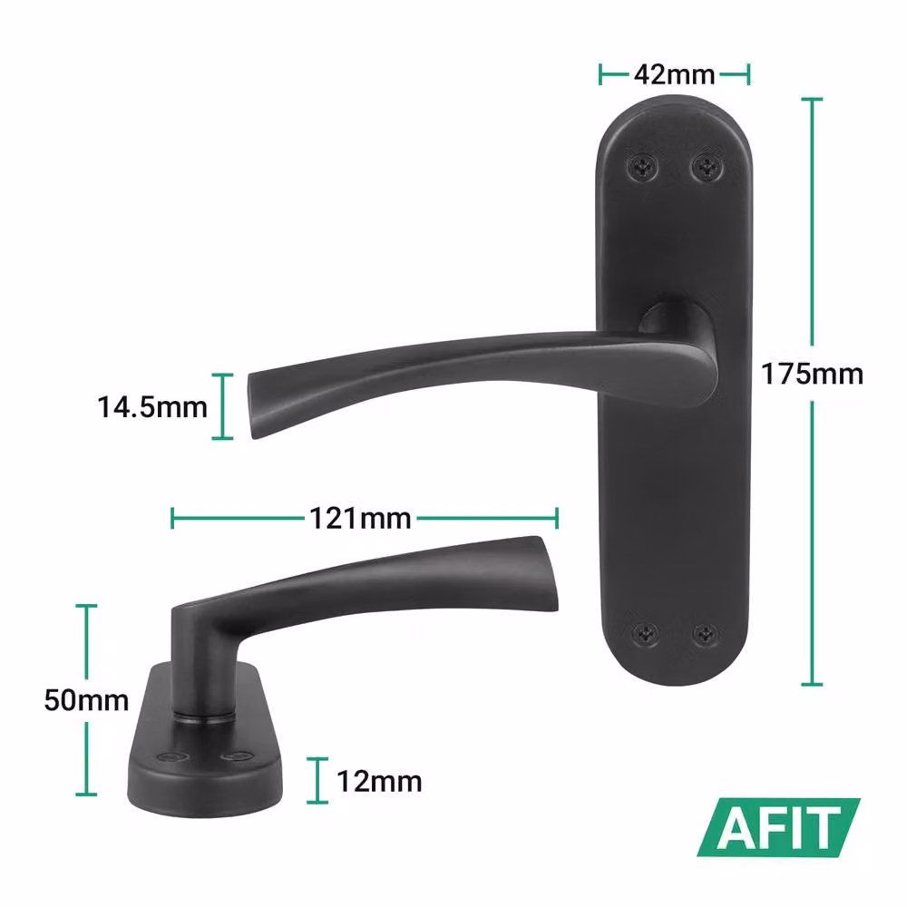 AFIT Novi Black Twist Door Handles with Backplate, Internal Lever, 4 Pairs, Matt Black – 2