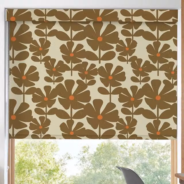 Orla Kiely Wildflower Blackout Made To Measure Roller Blind in Coffee