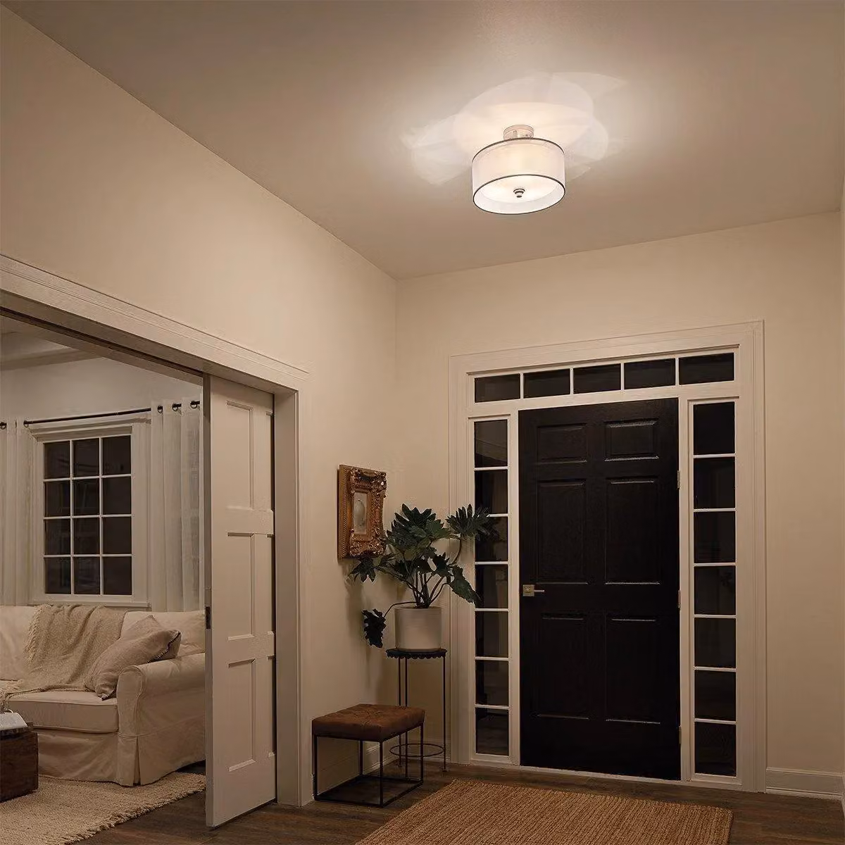 Netlighting Lacey 3 Light Semi-Flush Mount Ceiling Light in Grey with Antique Pewter Finish and E27 Socket – 2