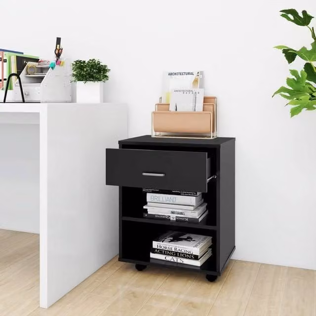 Berkfield Home Rolling Cabinet in Black, W/D/H: 46 x 36 x 59 cm – 1