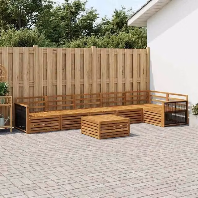 Berkfield Home 7 Piece Outdoor Sofa Set in Brown Solid Acacia Wood – 1