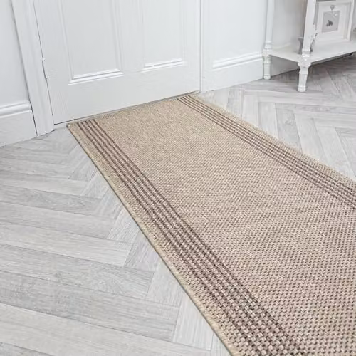 runrug Loop Pile Hallway Runner Rug in Beige, W: 80 cm, L: 210 cm, Thickness: 0.5 cm