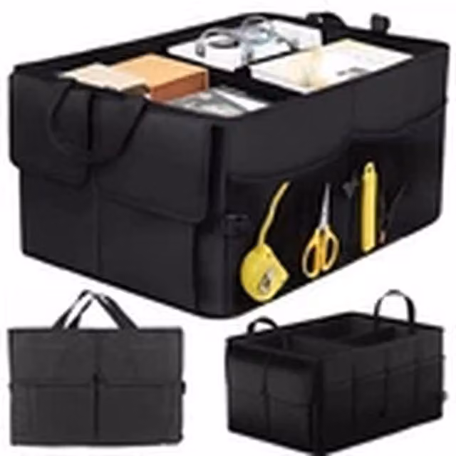 EONLION Foldable Heavy Duty Car Boot Storage Organiser in Black – 1