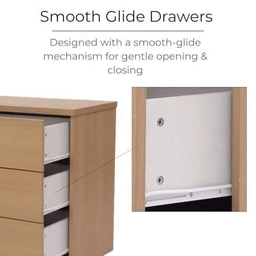 Core Products Freya 6-Drawer Double Chest of Drawers in White with Silver Metal Hardware – 3