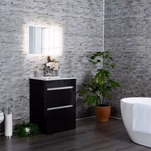 PBSL Group Brick Grey Bathroom Wall Panel, W: 100 cm, H: 240 cm, D: 1 cm