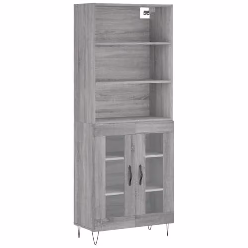 vidaXL Modern Grey Sonoma Highboard in Engineered Wood W/D/H: 69.5 x 34 x 180 cm – 1