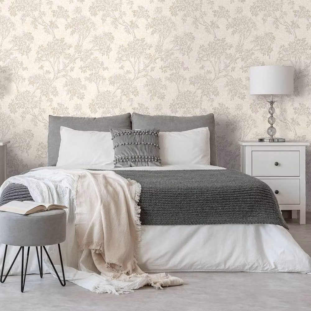 Holden Décor Hawthorn Trail Floral Textured Vinyl Wallpaper in White – 2