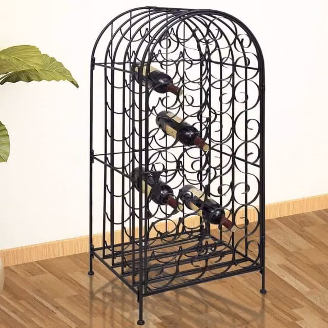 Berkfield Home Metal Wine Rack for 35 Bottles in Matt Black – 1
