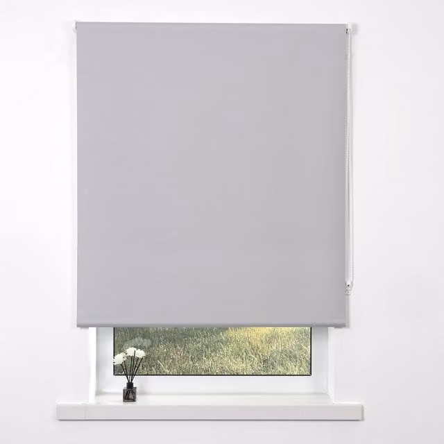 Divante Plain Blackout Roller Blind in Cool Silver, Width: 60 cm