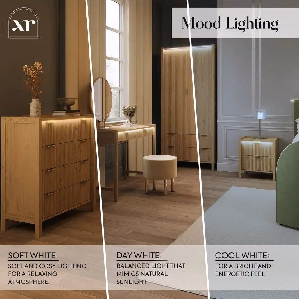 X Rocker XR Living Dakota Chest of Four Drawers with Integrated LED Lights in Wild Oak – 5