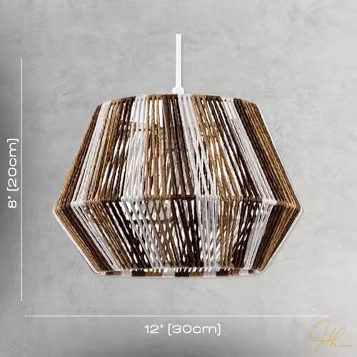 Happy Homewares Coastal Twisted Paper Rope Pendant Light Shade in Brown and White, W/D/H: 30 x 30 x 20 cm – 3
