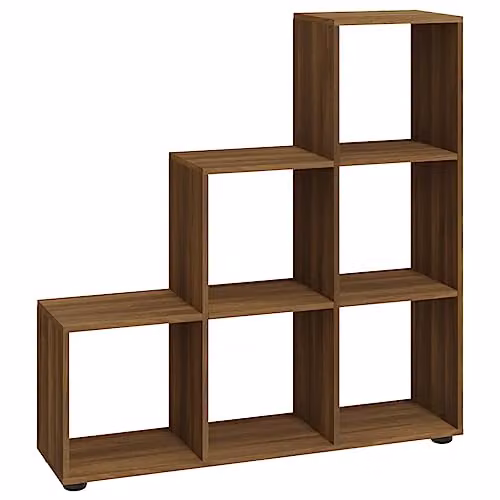 vidaXL Staircase Bookcase in Brown Oak, Modern Open Back Engineered Wood Design